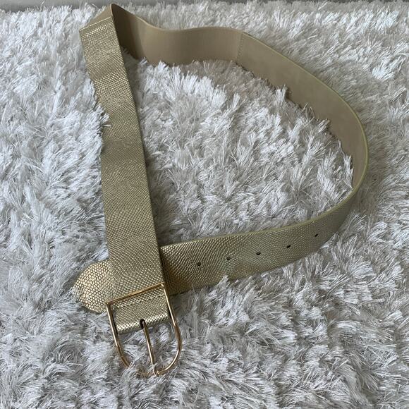 Eloquii Gold Metallic Belt Stretch Snakeskin Embossed Sz 18/20 - Picture 1 of 6